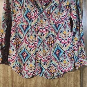Lilly Pulitzer Multicolor Geometric Floral Button-Up Blouse